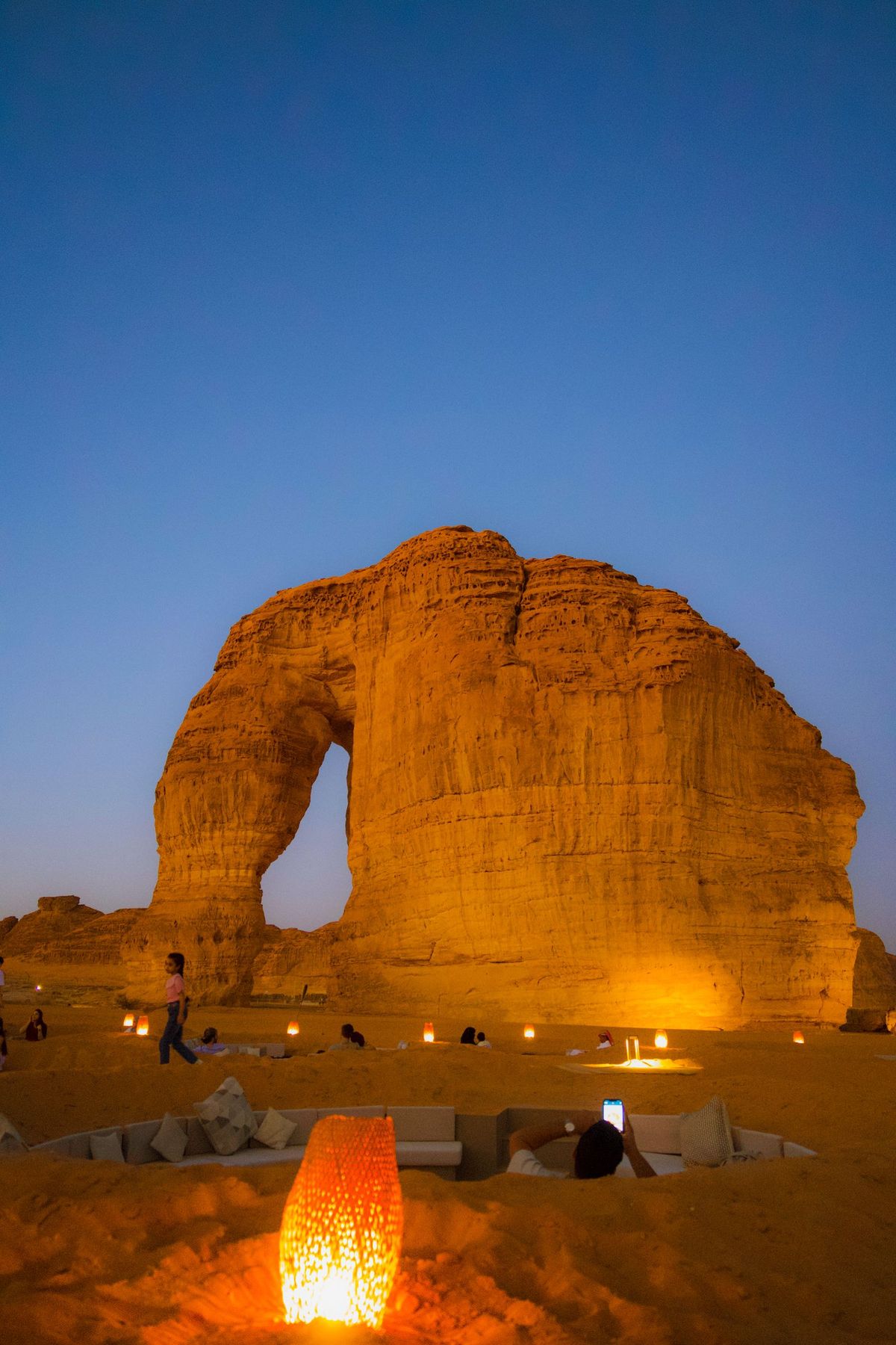 Elephant Rock in AlUla at night
