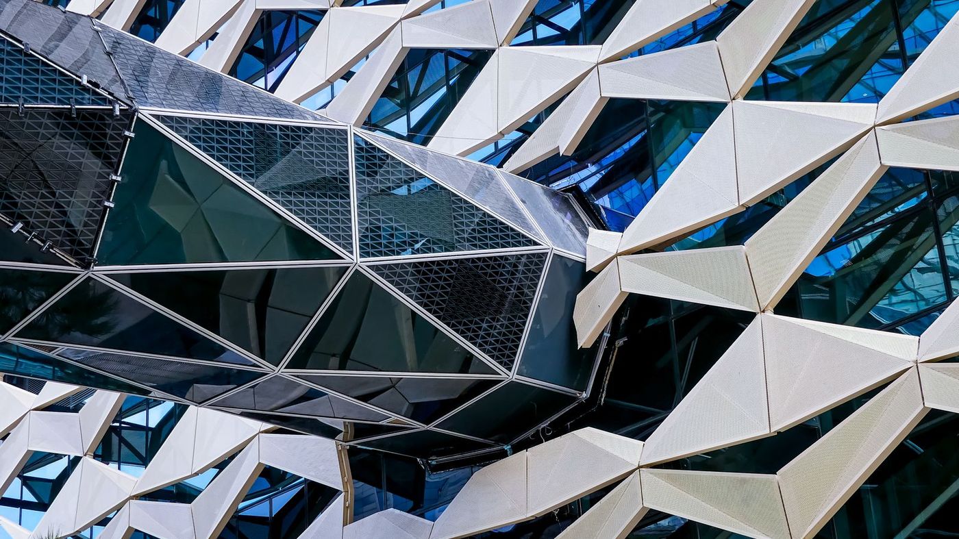 Modern geometric facade in Saudi Arabia