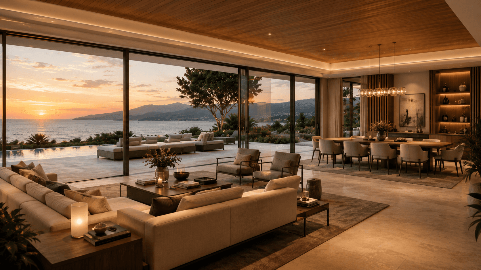 Open-plan living and dining, planned end to end